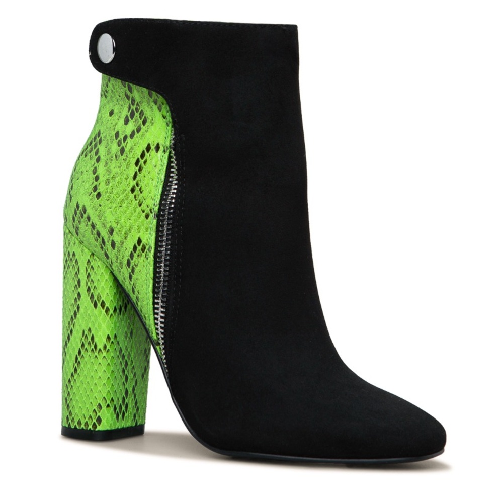 Black/lime booties